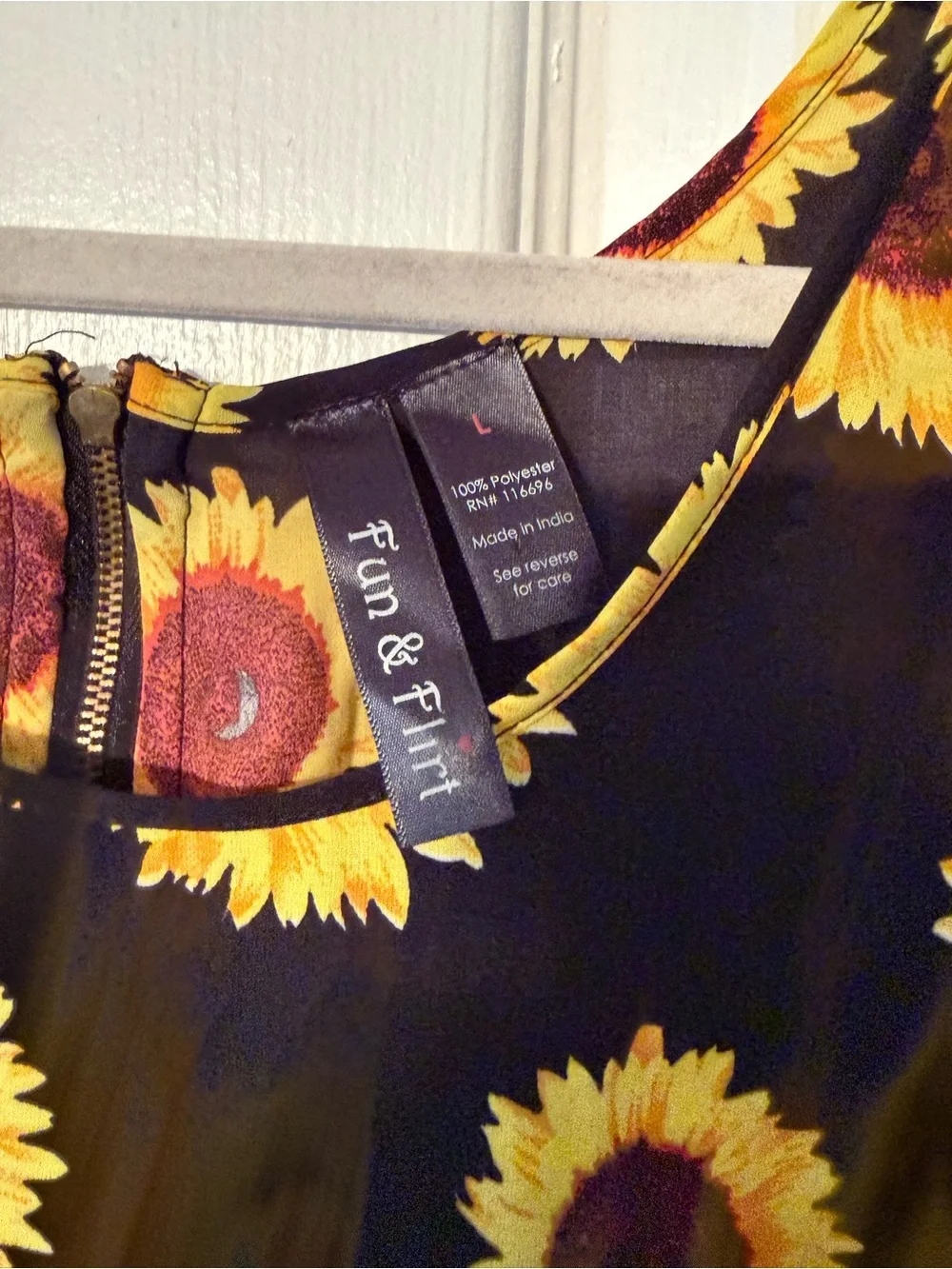 Fun & Flirt Black Sunflower Print Blouse